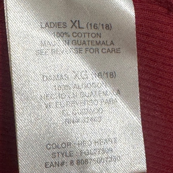 Faded Glory Women's XL Red Ribbed Tee Shirt Short Sleeve Tie Front Cotton 16/18 - Picture 8 of 9